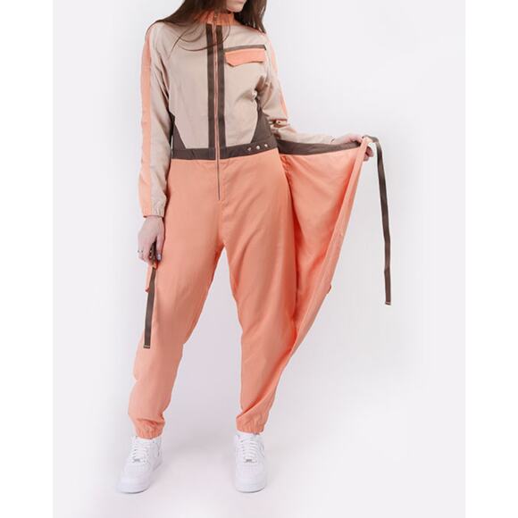 Women's Nike Air Jordan THE FUTURE Primal Flight Jumpsuit Peach Tan Size Large - Picture 3 of 8